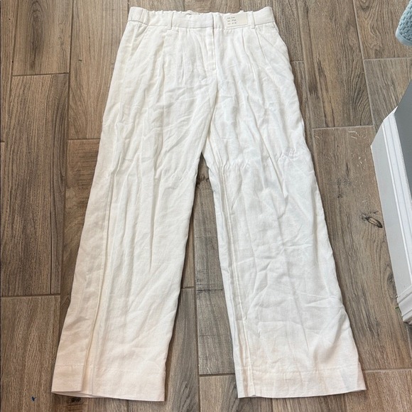 Abercrombie & Fitch Low Rise White Tailored Linen-Blend Wide Leg Pant Size 4 NWT - Picture 4 of 10